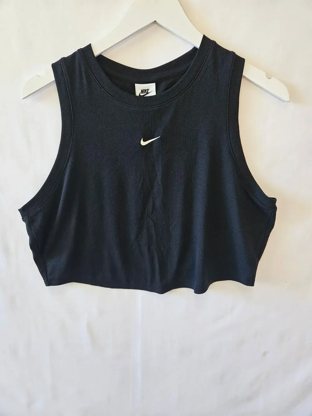 Nike Ribbed Crop Sleeveless Athletic Top Black XL FB8279-010